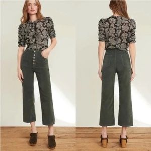 Veronica Beard Dark Green Flare Jeans